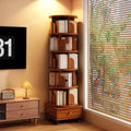 Rotating Corner Bookshelf, 6-Tier Walnut Brown Spinning Bookcase - Elirian