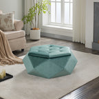 Velvet Diamond Tufted Storage Ottoman in Green - Elirian