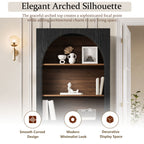Black Arched Bookcase with Storage Cabinet and Open Display Shelves - Elirian