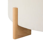 Round Tufted Chenille Ottoman with Solid Wood Legs, Beige - Elirian