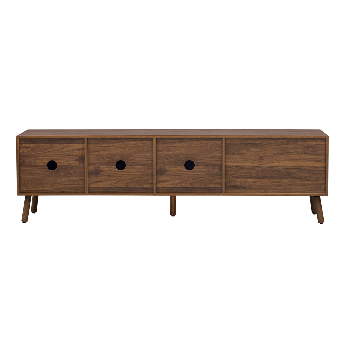 Walnut Mid-Century Modern TV Stand with Solid Wood Legs - Elirian