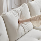 Canapé 3 places moderne beige imperméable avec niche pour chat et larges accoudoirs