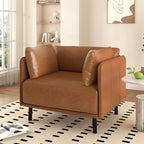 Vintage brown faux leather lounge chair with black metal legs - Elirian