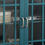 Modernes, petrolblaues TV-Möbel aus Holz mit Glastüren und verstellbaren Einlegeböden