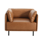 Vintage brown faux leather lounge chair with wood and steel legs - Elirian