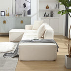 Modern beige L-shaped sectional sofa with left-hand chaise, contemporary living room furniture - Elirian