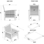 Moderne Terrassenstühle aus Akazienholz mit Lattenrückenlehne und Kissen – 2er-Set