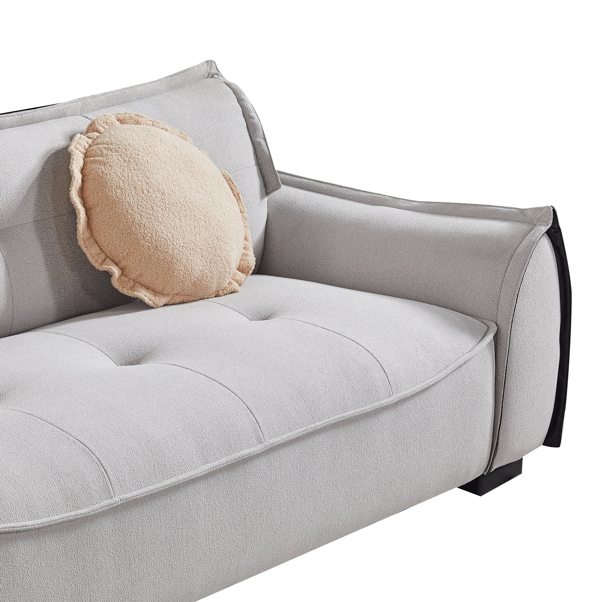 White 4-Seater Chenille Bubble Sofa with Ottoman & 4 Toss Pillows