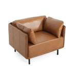 Vintage brown faux leather lounge chair with metal legs - Elirian