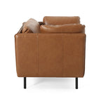 Vintage brown faux leather lounge chair with black steel legs - Elirian
