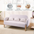 Eckiges, hellbeiges 2-Sitzer-Sofa aus Teddy-Samt mit 3 Lendenkissen