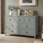 Modern Gray 7-Drawer Solid Pine Wood Dresser