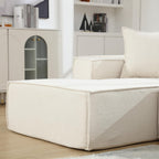 Modern beige L-shaped sectional sofa with block design and left chaise - Elirian