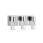 Modern silver LED bathroom vanity light with seeded glass shade - Elirian