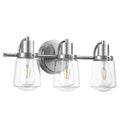 19.6" Silver 3-Light Bathroom Vanity Light with Clear Glass Shades