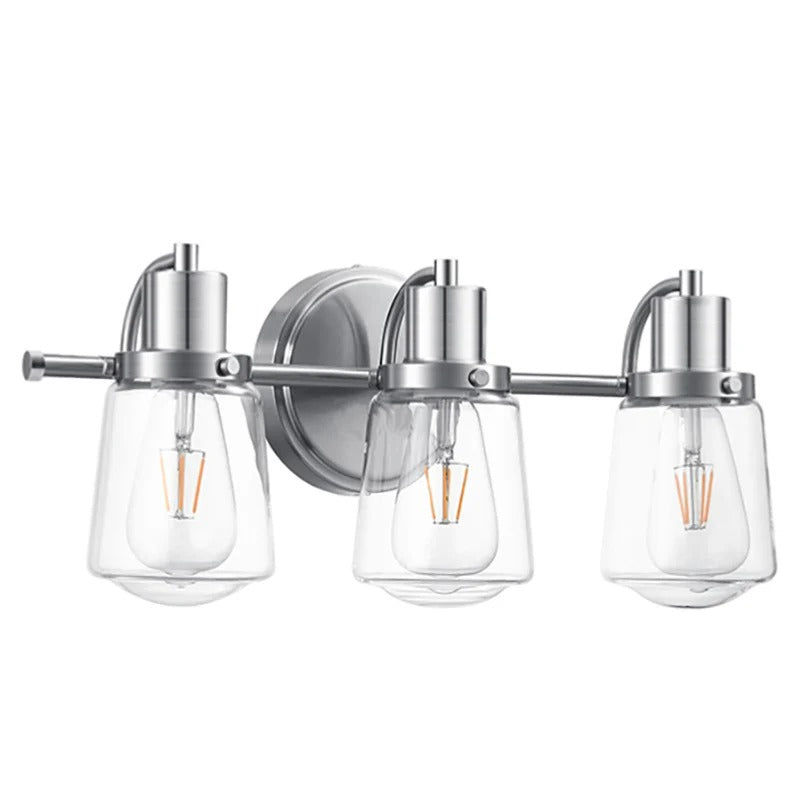 19.6" Silver 3-Light Bathroom Vanity Light with Clear Glass Shades