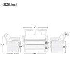 Modern 4-Piece PE Rattan Outdoor Patio Set with Ottoman & Cushions