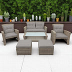 Modern 4-Piece PE Rattan Outdoor Patio Set with Ottoman & Cushions