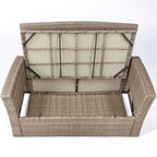 Modern 4-Piece PE Rattan Outdoor Patio Set with Ottoman & Cushions