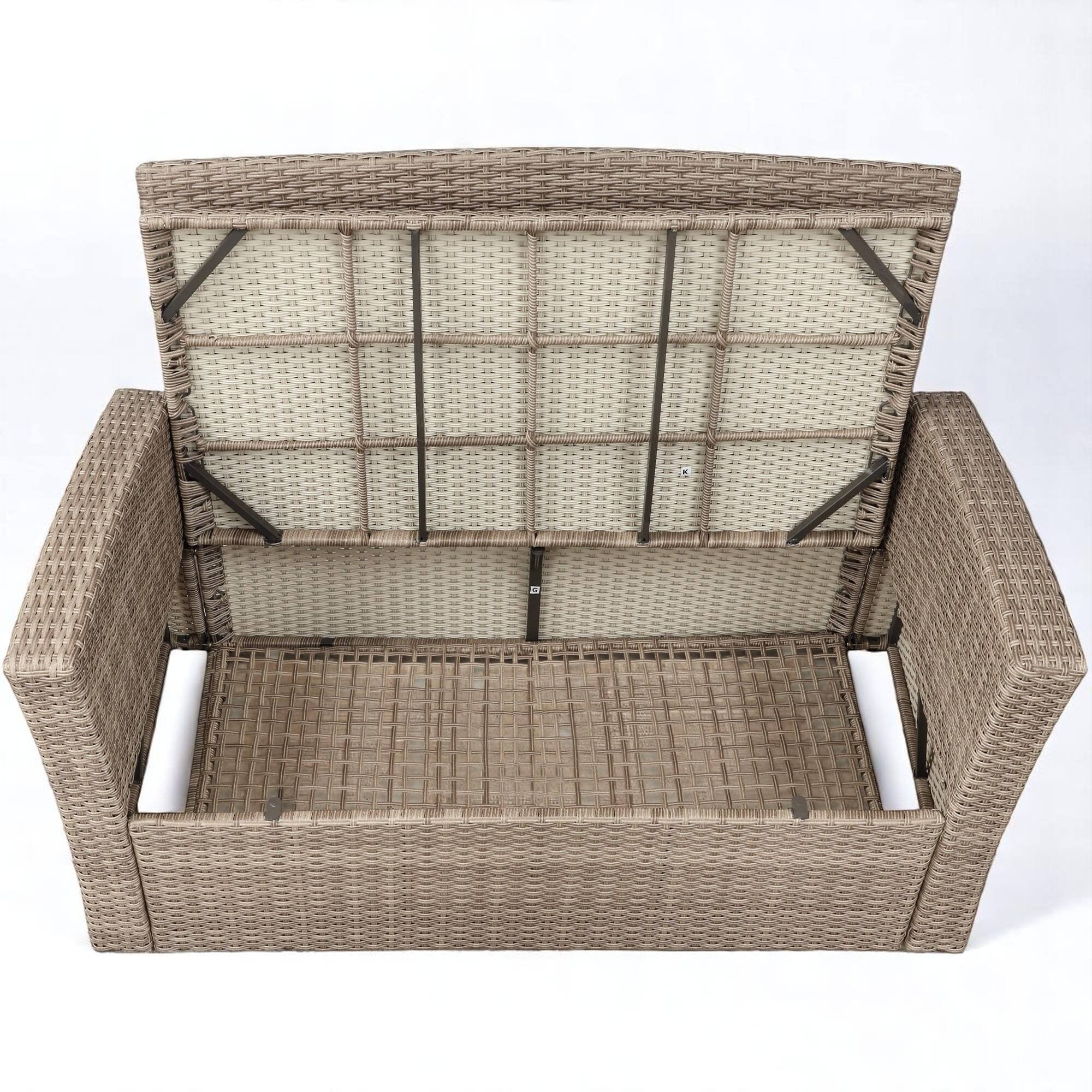 Modern 4-Piece PE Rattan Outdoor Patio Set with Ottoman & Cushions