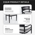 Modern black aluminum dining chair with ergonomic back, tapered legs, and curved armrest design - Elirian