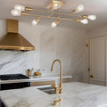 28" Brushed Gold 8-Light Semi-Flush Ceiling Light - Metal Fixture