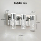 Modern silver LED bathroom vanity light with seeded glass shades and dimensions - Elirian