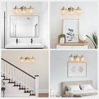 19.6" Silver 3-Light Bathroom Vanity Light with Clear Glass Shades