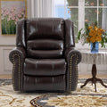 Fauteuil releveur électrique en cuir marron avec port USB, fonction massage chauffant et double moteur
