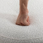 Pouf ottoman rond en boucle souple ivoire avec espace de rangement