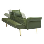 Green Waterproof Upholstered Leather Sofa Bed with Tufted Convertible Design