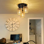 3-Light Hand-Woven Rattan Flush Mount Ceiling Light - Natural Boho Fixture - Elirian