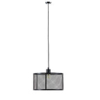 Black drum mesh metal pendant light with adjustable cord for modern home decor - Elirian