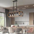 Farmhouse 5-Light Walnut and Black Pendant Light illuminating modern dining room - Elirian