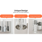 Modern silver LED bathroom vanity light with seeded glass shade - Elirian