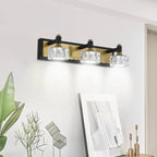 Modern crystal LED bathroom vanity light with brushed gold and black finish - Elirian