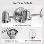 19.6" Silver 3-Light Bathroom Vanity Light with Clear Glass Shades