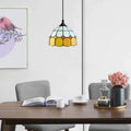 Handcrafted Stained Glass Pendant Light with 16.4 Ft Plug-In Cord & Dimmer Switch