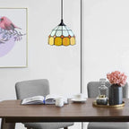 Handcrafted Stained Glass Pendant Light with 16.4 Ft Plug-In Cord & Dimmer Switch