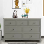 Modern Gray 7-Drawer Solid Pine Wood Dresser