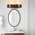 3-Light Rustic Bathroom Vanity Fixture with Clear Glass Shades - Elirian