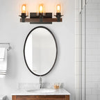 3-Light Rustic Bathroom Vanity Fixture with Clear Glass Shades - Elirian