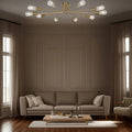 Modern brushed gold sputnik semi-flush ceiling light fixture with 10 arms - Elirian