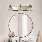 Modern crystal brushed gold LED bathroom vanity light fixture with three lights - Elirian