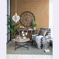 Farmhouse cream wood candelabra pendant light with six lights and chain - Elirian
