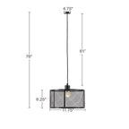 Black drum mesh metal pendant light with adjustable cord for modern home decor - Elirian