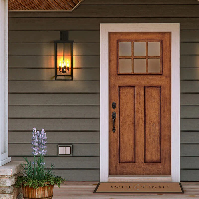 13" Matte Black 4-Light Farmhouse Outdoor Wall Light with Glass Shades