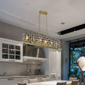 Modern champagne gold crystal oval pendant light fixture for kitchen island - Elirian