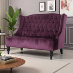 Glam Rosin Velvet 2-Sitzer-Sofa mit hoher Ohrenlehne und rautenförmiger Knopfheftung