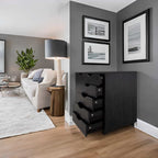 Black 5-Drawer Office Storage Cabinet on Wheels with Door